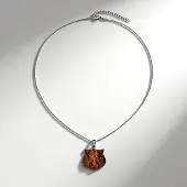 Cavill - Halsketting Rosé Goud Verstelbaar - 37,5 ct Gouden Tijgeroog Fancy Slijpsel - 30x25mm Edelstaal Modern Minimalistisch Luxe Dames Sieraad