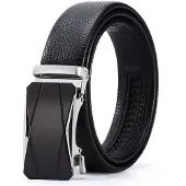 INF Herenriem van echt leer, 125 cm zwarte nette riem met automatische gesp Model 9