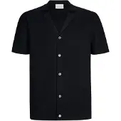Profuomo Doorknoop polo effen donkerblauw