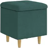 vidaXL Opslagottoman met kussen Donkergroen 40 x 40 x 45 cm Stof