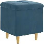 vidaXL Opslagottoman met kussen Blauw 40 x 40 x 45 cm Fluweel