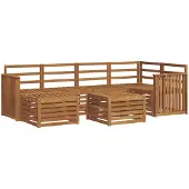 vidaXL Buiten bank set 7 st Naturel Polyester