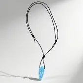 Cavill - Halsketting met Larimar uit Dominicaanse Republiek - 60 Karaat Fancy Kraal - Verstelbare Blauw Druppelvormige Hanger - Unisex Sieraad