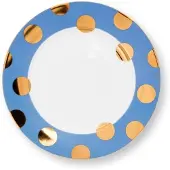 Pip studio Ontbijtbord Dot Delight Light Blue-Gold 23 cm (Set van 2)