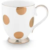 Pip studio Mok Dot Delight White-Gold 350 ml (Set van 2)