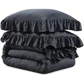 Sleeptime dekbedovertrek Ruffles - Microvezel - Antraciet - 140x220