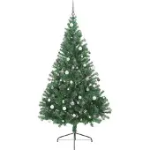vidaXL Kunststof Voorverlichte Kerstboom met 300 LED Groen 240 cm PVC