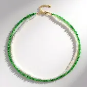 Cavill - Zilveren Ketting - 925 Sterling Zilver met Welo-opaal 28,007ct en Tsavoriet 37,852ct - Verstelbare Elegante Edelstenen Ketting
