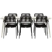 Ebuy24 Lina tuinmeubelset tafel 90x200cm 6 stoelen Lindos zwart.