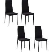 HOMCOM -Eetkamerstoel-Linnen (100% polyester)-50x41x97cm-Zwart