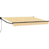 vidaXL Uitschuifbare luifel Geel en Wit 3,5 x 2 m Polyester en Metaal