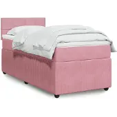 vidaXL Boxspring met matras fluweel roze 80x200 cm