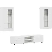 vidaXL Tv-meubelset FLORIN 3 st Wit Bewerkt hout