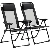 Outsunny tuinstoelenset - staal - 62x70x109cm - zwart