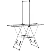 HOMCOM Wasdroogrek - Roestvrij staal, PP - 139x62,5x201 cm - Zilver