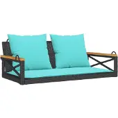 vidaXL Hangstoel met kussen, zwart, 109x62x40 cm, polyrotan