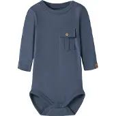 Name it Romper l/s - Katoen/Modaal - NbmHowel - Vintage Indigo - - 56 - Rompers Lange Mouw