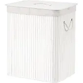Songmics Wasmand met deksel – 2 compartimenten – 120 liter – Wit