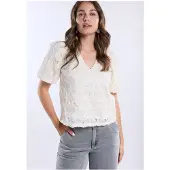Freebird Dames Tops & T-shirts Wv-3d-voile-flower-26-1 - Creme - Maat S
