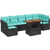vidaXL Tuinbank Set 8 st 7-Aantal zitplaatsen Zwart en Teal