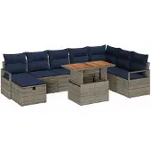 vidaXL Tuinbank Set 9 st Grijs poly rattan