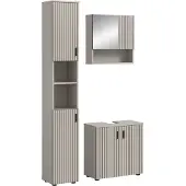 Furnilux Badcombinatie kasjmier look 3-delige set met spiegelkast en wastafel