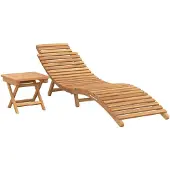 vidaXL Ligstoel 2 pcs Bruin 198 x 55 x 58,5 cm Massief Teakhout