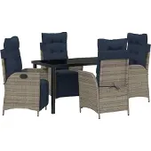 vidaXL Tuin Eettafel Set 5 st Grijs en Zwart Rattan