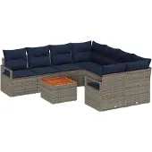 vidaXL Tuinbank Set 9 st Grijs poly rattan