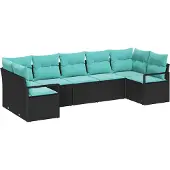 vidaXL Bankstel 7 st Zwart poly rattan