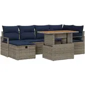vidaXL Tuinbank Set 7 st Grijs poly rattan