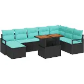 vidaXL Tuinbank Set 9 st Zwart en Teal