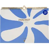 A-Journal - Familieplanner 18 maanden 2026-2027 - Bloem blauw - A5