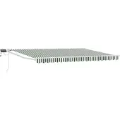 vidaXL Handmatige zonnescherm met scharnierende armen, met LED-verlichting, groen en wit, 4 x 3 meter