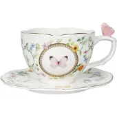 MamboCat DANCING BUTTERFLIES Mok met schotel van porselein – R3124#DANB