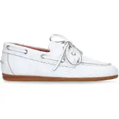 Manfield Witte geweven boatloafers | Maat 38