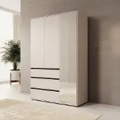 Meubella - Cirelle 2 - Kledingkast 3-deurs - Beige - 138x55x211 cm