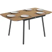 Outsunny Tuin-eettafel-Metaal, WPC-140L x 80B x 75H cm-Teak