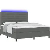 vidaXL Boxspringbed met matras, donkergrijs, 180 x 200 cm, gestoffeerd