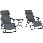 Outsunny Zero-gravity Stoelenset - Textiel - 90x65x110cm - Grijs
