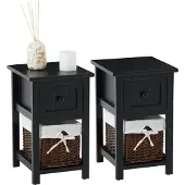CARO-Möbel Nachtkastjes MESSINA, set van 2 - Zwart