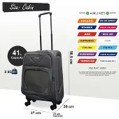 Infinity Leather Softshell lichtgewicht grijs nylon 4-wiel reiskoffer Vakantie Cabin Koffer