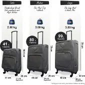 Infinity Leather Softshell lichtgewicht grijs nylon 4-wiel reiskoffer Feestkoffers