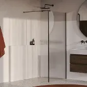 Brauer Oblivion inloopdouche ribbelglas 90cm met 30cm zijwand gunmetal geborsteld PVD