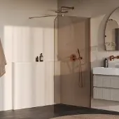Brauer Orion inloopdouche bronsglas 120cm afgerond koper geborsteld PVD