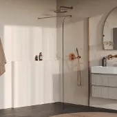 Brauer Orion inloopdouche helder glas 90cm afgerond koper geborsteld PVD