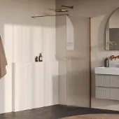 Brauer Oblivion inloopdouche ribbelglas 90cm koper geborsteld PVD
