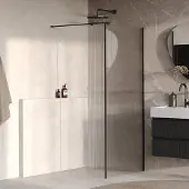Brauer Oblivion inloopdouche ribbelglas 90cm met 30cm zijwand zwart mat