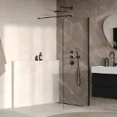 Brauer Orion inloopdouche helder glas 100cm afgerond zwart mat