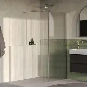 Brauer Oblivion inloopdouche ribbelglas 100cm met 30cm zijwand RVS geborsteld PVD
